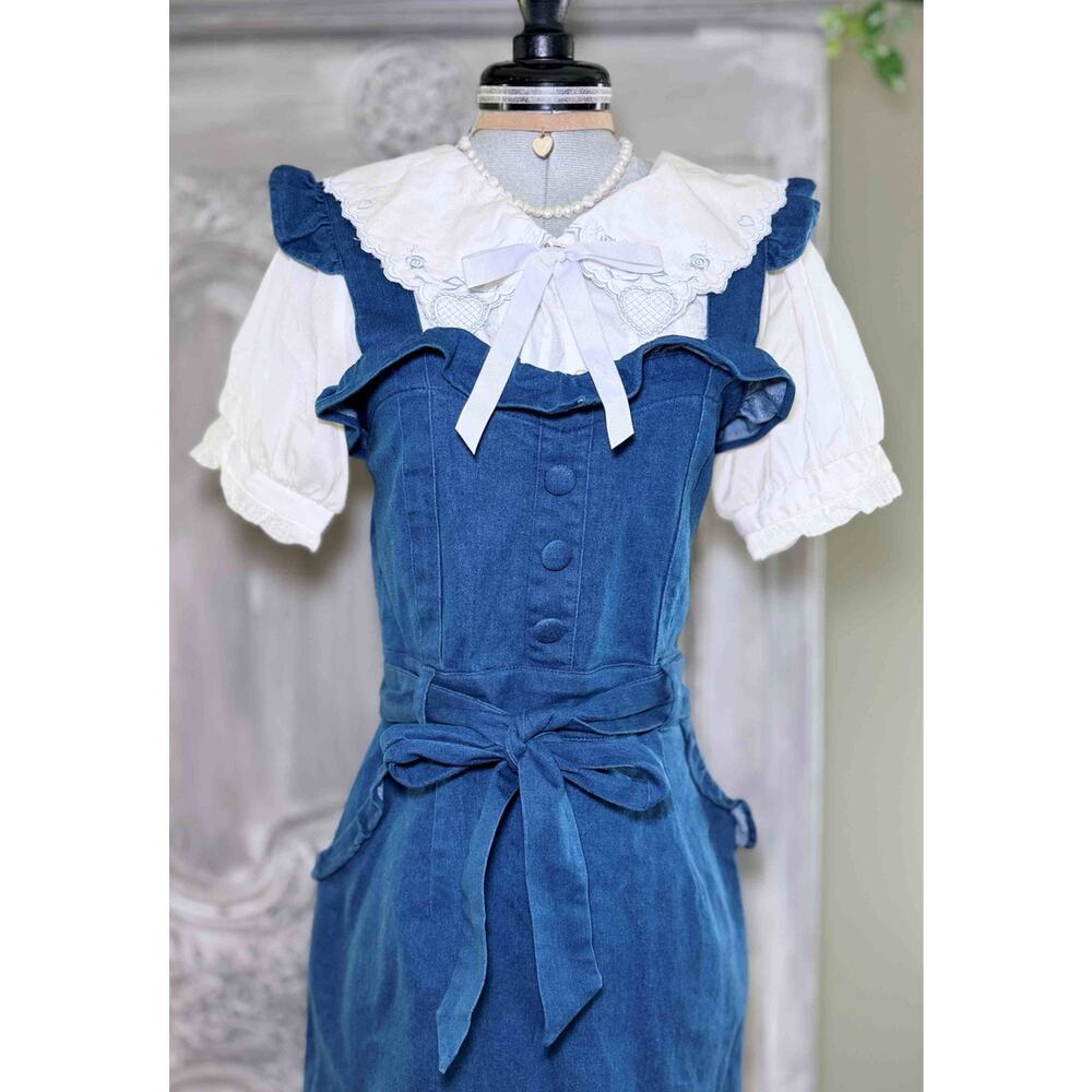 Liz Lisa Sailor Blouse Blue Suspender Ribbon Dress Jfashion Gyaru Himekaji Japan - Picture 7 of 16